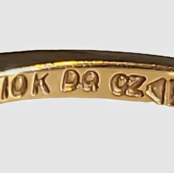 10K Yellow Gold Pink CZ Ring with Clear CZ Accents - Picture 4 of 5